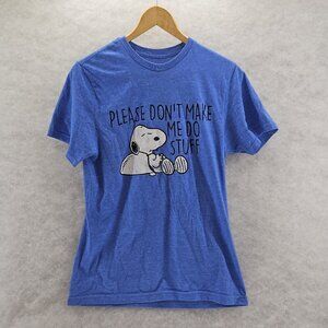 Hybrid Peanuts Shirt Unisex Small Blue Snoopy Crew‎ Neck Short Sleeve